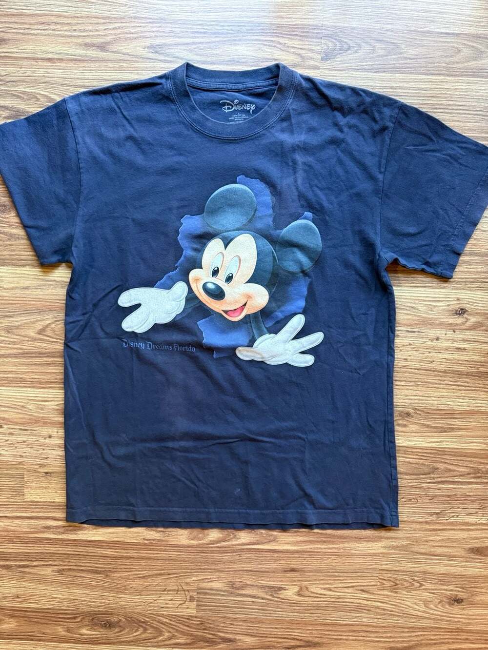 Disney Dreams Florida Mickey Mouse Double Sided Graphic T-Shirt Navy Blue